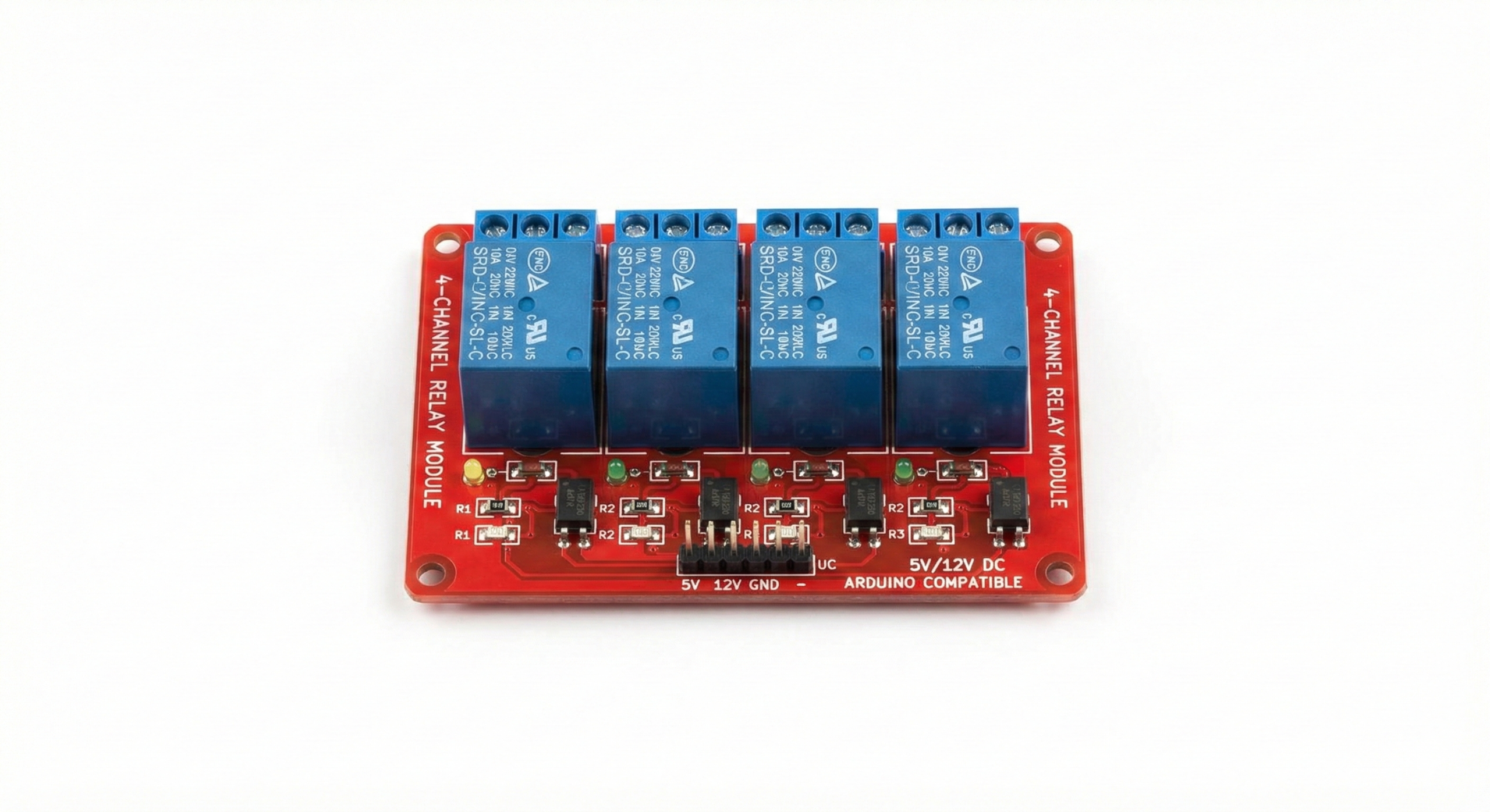 5V / 12V 4-channel relay module (Red board)