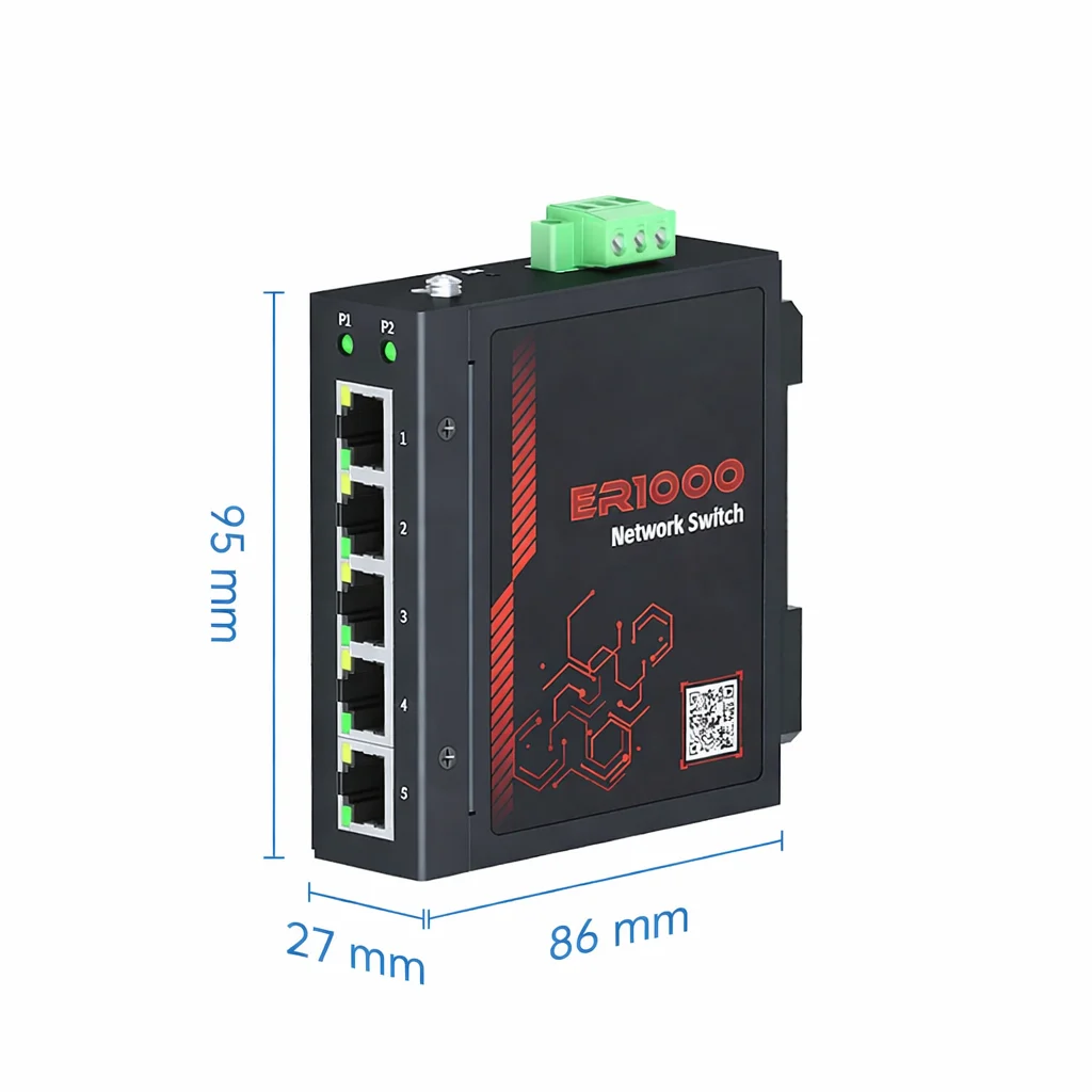 ER1000 5-Port Gigabit Industrial Ethernet DIN-Rail Network Switch