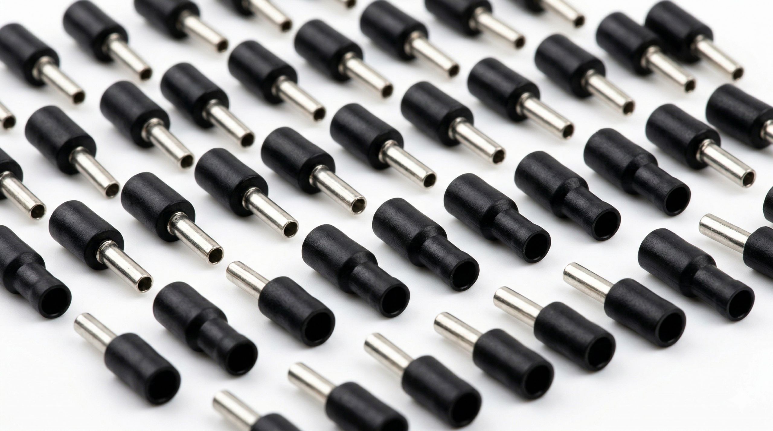 E0208 Black – Cord end terminals - In pack of 20pcs