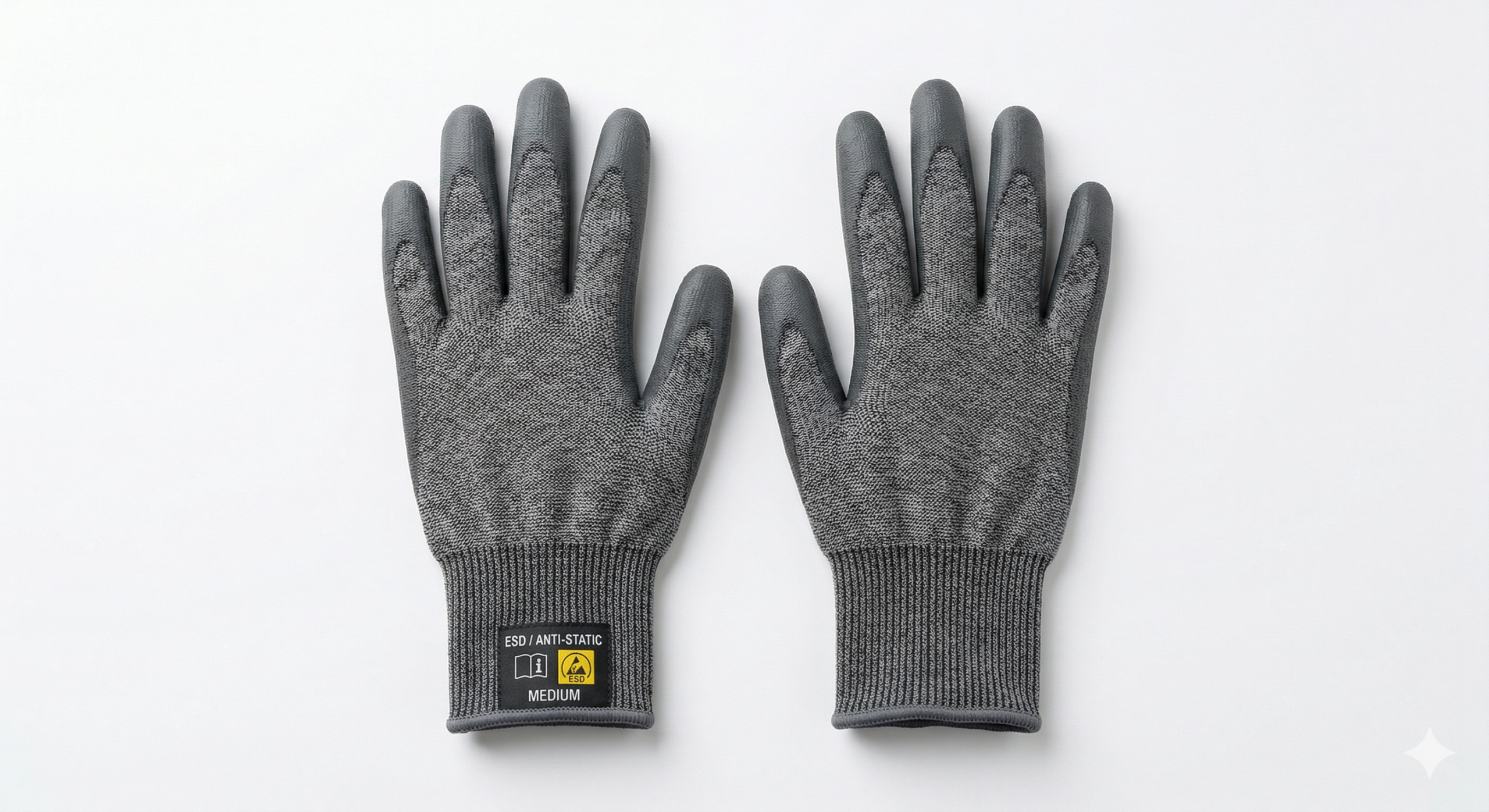 ESD Gloves Carbon Knitted PU Tip Coated – Size M (Anti-Static Gloves)