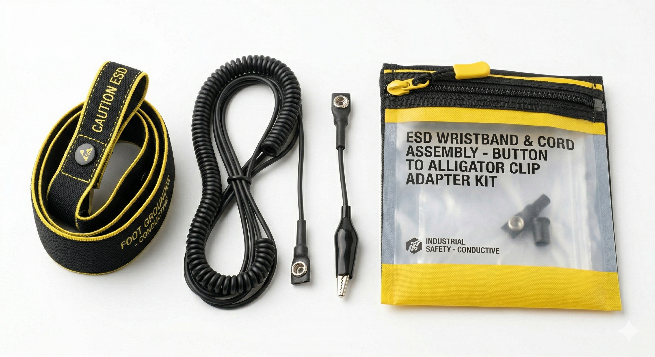 ESD Wristband Button to Clip Type (Anti-Static Wrist Strap) – Zip Pouch Pack