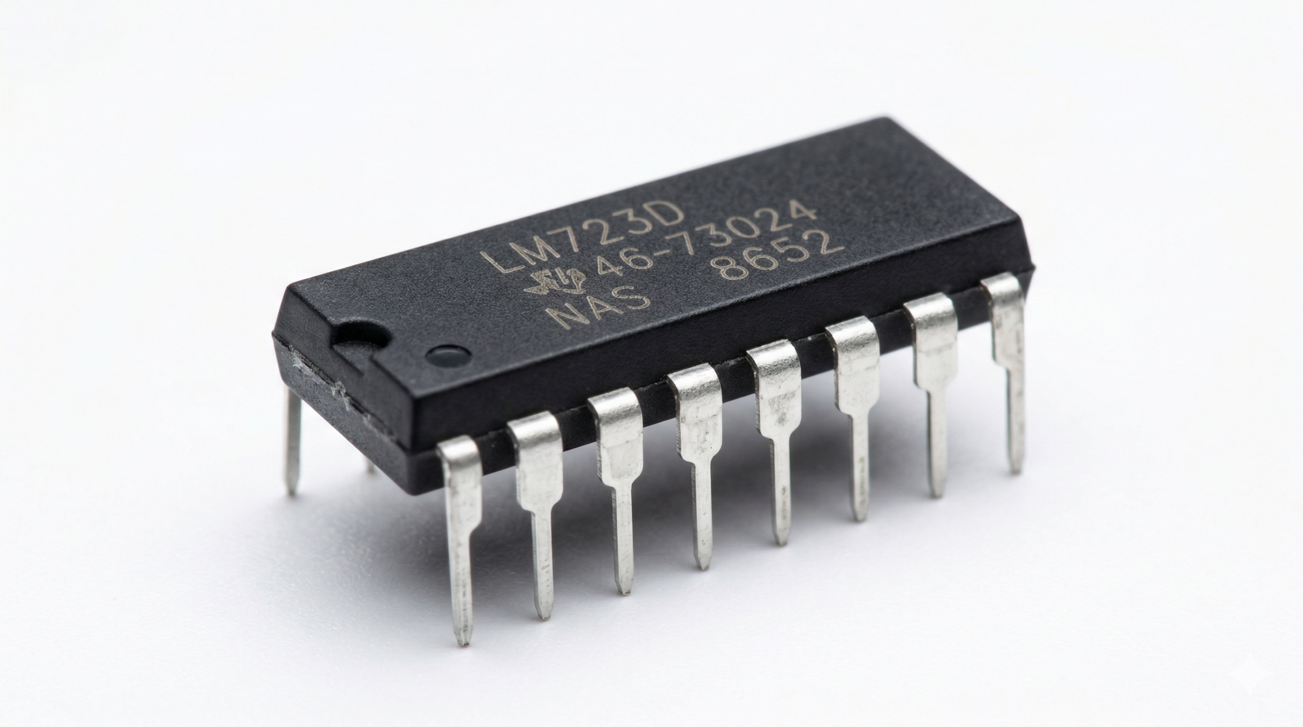 LM723D - IC / Integrated circuit - Operational Amplifier, 4 Channels, 1 MHz, 0.5 V/µs, 3V to 32V, DIP, 14 Pins