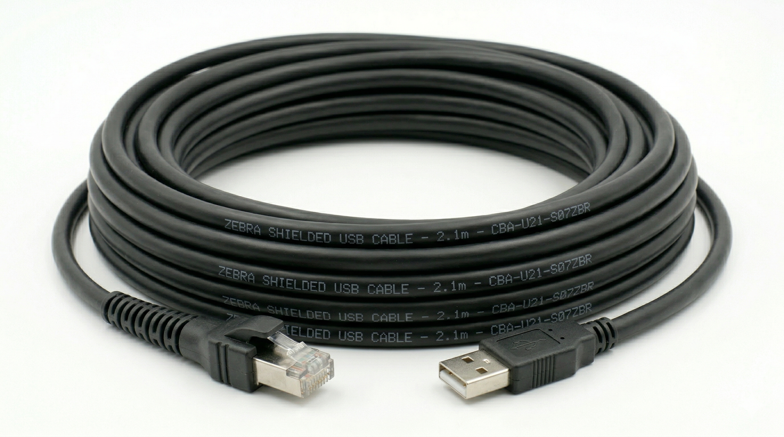 CBA-U21-S07ZBR - Zebra Shielded cable - Cable - Shielded USB: Series A Connector, 7ft. (2.1m), Straight